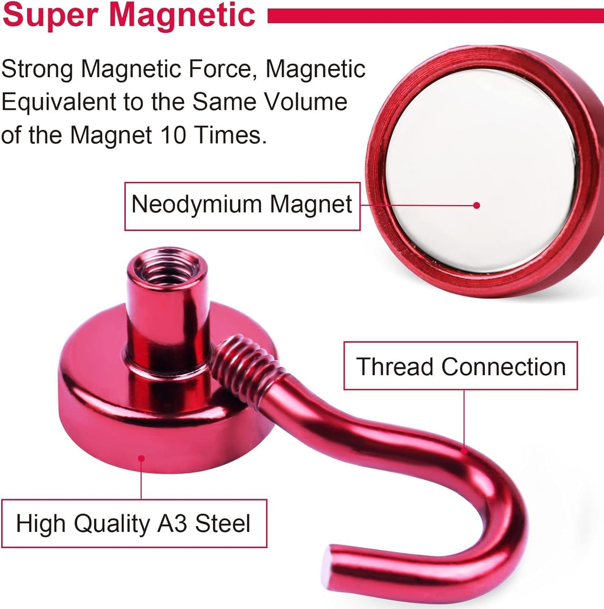 DIYMAG Magnetic Hooks, 30Lbs Strong Heavy Duty Cruise Magnet S-Hook for Classroom, Fridge, Hanging, Cabins, Grill, Kitchen, Garage, Workplace and Office Etc, (20 Pack-Red)