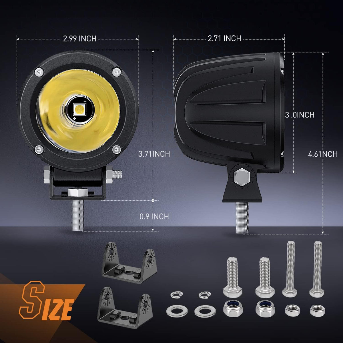 Nilight Motorcycle LED Pods 2 PCS 3 Inch Spot Round Offroad Fog Light 1065LM Built-in EMC Auxiliary Driving Lights for Motorbike SUV ATV Truck Boat Tractor Forklift