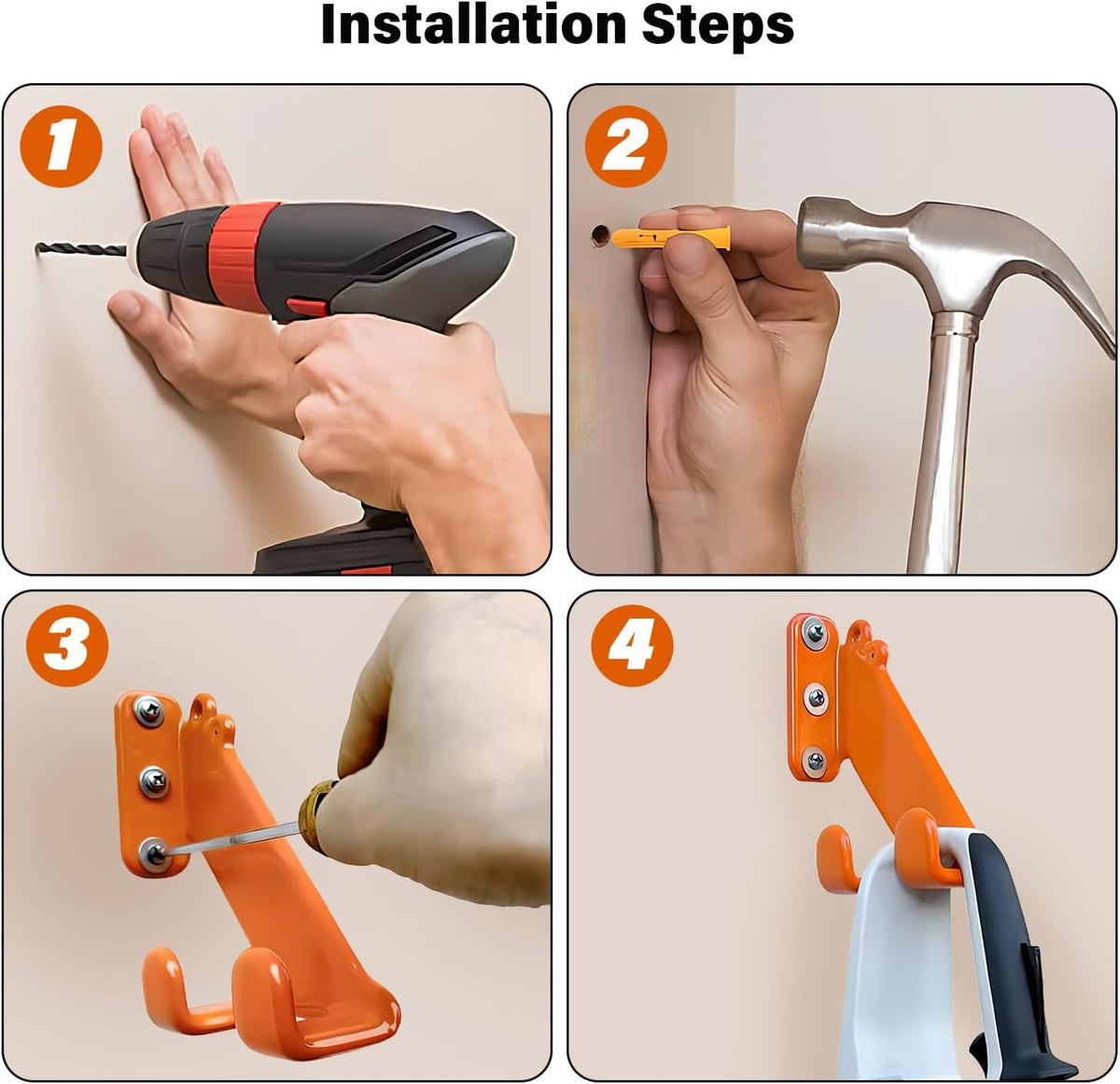 Chainsaw Hanger - 1Pack/2 Pack Chainsaw Holder, Heavy Duty Chainsaw Wall Mount, Garage Organization Garage Storage Shed Organizer Mounted Chainsaw Rack Tool Racks (1, Orange)