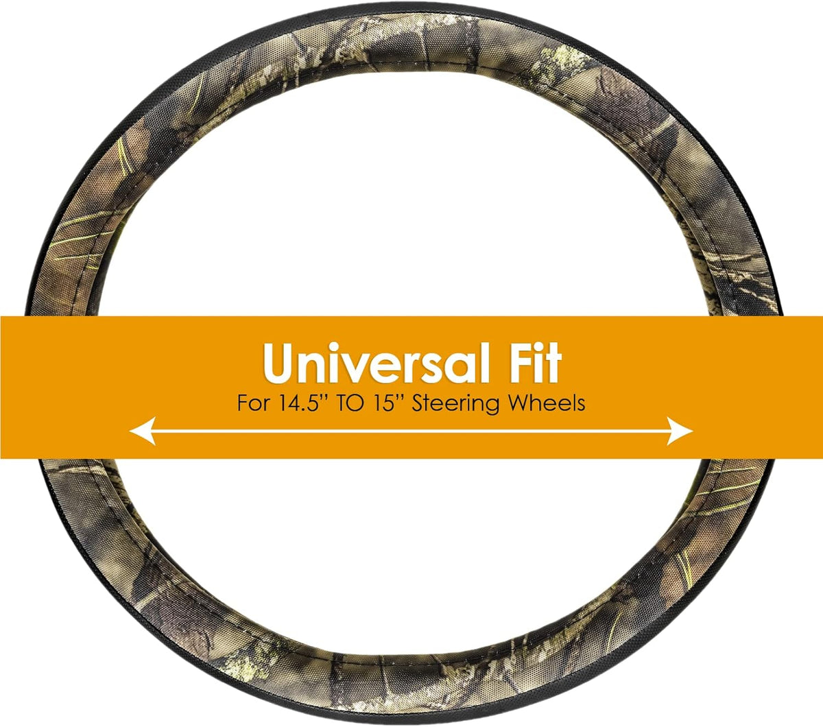 Mossy Oak Steering Wheel Cover by LPI Truck; Heavy Duty 600D Oxford Material with Mossy Oak Break-up Country Camoflauge; Fits All Car, SUV, Mini-Van and Truck with Steering Wheel Size 14.5" to 15"