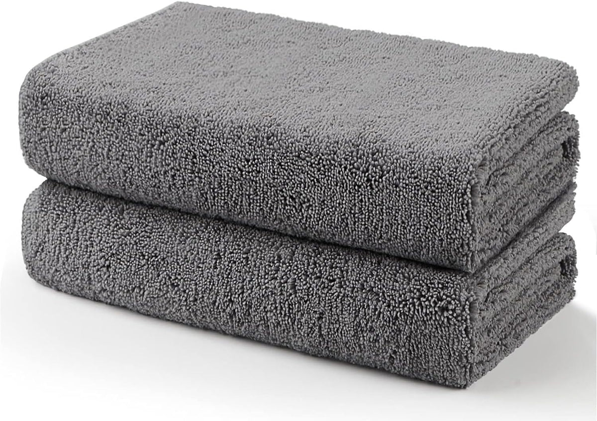 HOMEXCEL Car Drying Towels, 2 Pack Professional Microfiber Towels for Cars, Scratch-Free, Highly Absorbent Drying Towel for Cars, SUVs, RVs, Trucks, and Boats, 35 x 25 inch, Grey