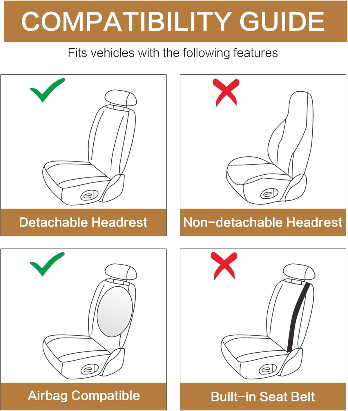Pariitadin Leather Car Seat Covers Full Set, Waterproof Breathable Faux Leather Automotive Seat Covers for Cars, Non-Slip Car Interior Covers Universal Fit Most Cars Sedans Trucks SUVs, Gray