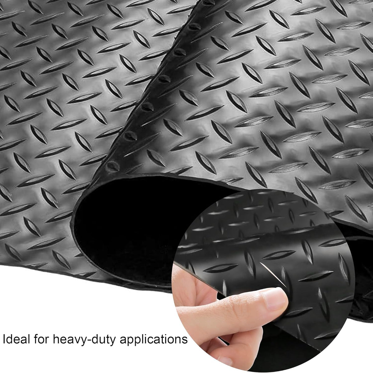 OrangeStar 4 x 10 Ft Garage Floor Mat, Diamond Plate PVC Garage Flooring Roll for Under Car, Heavy Duty Parking Mats, Black