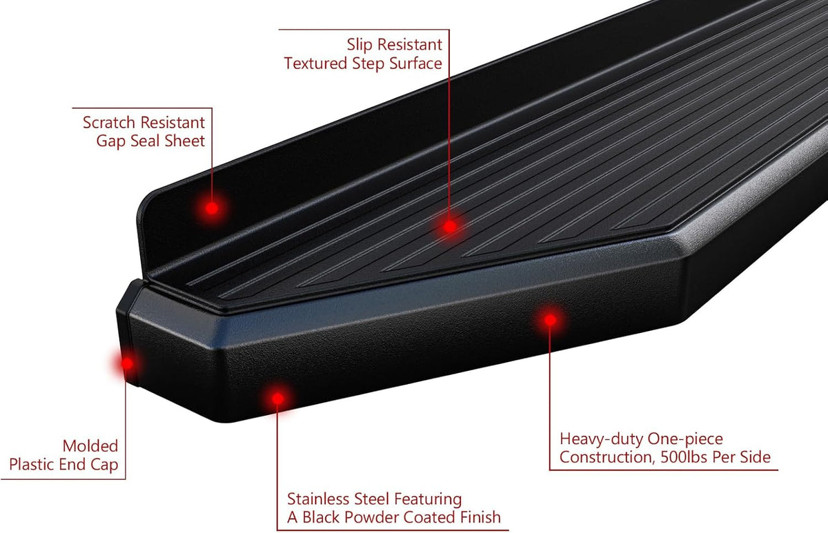 APS Black Stainless Steel Running Boards Style Compatible with Chevy Colorado GMC Canyon 2015-2025 Crew Cab (Side Steps Side Bars) 6in Wide