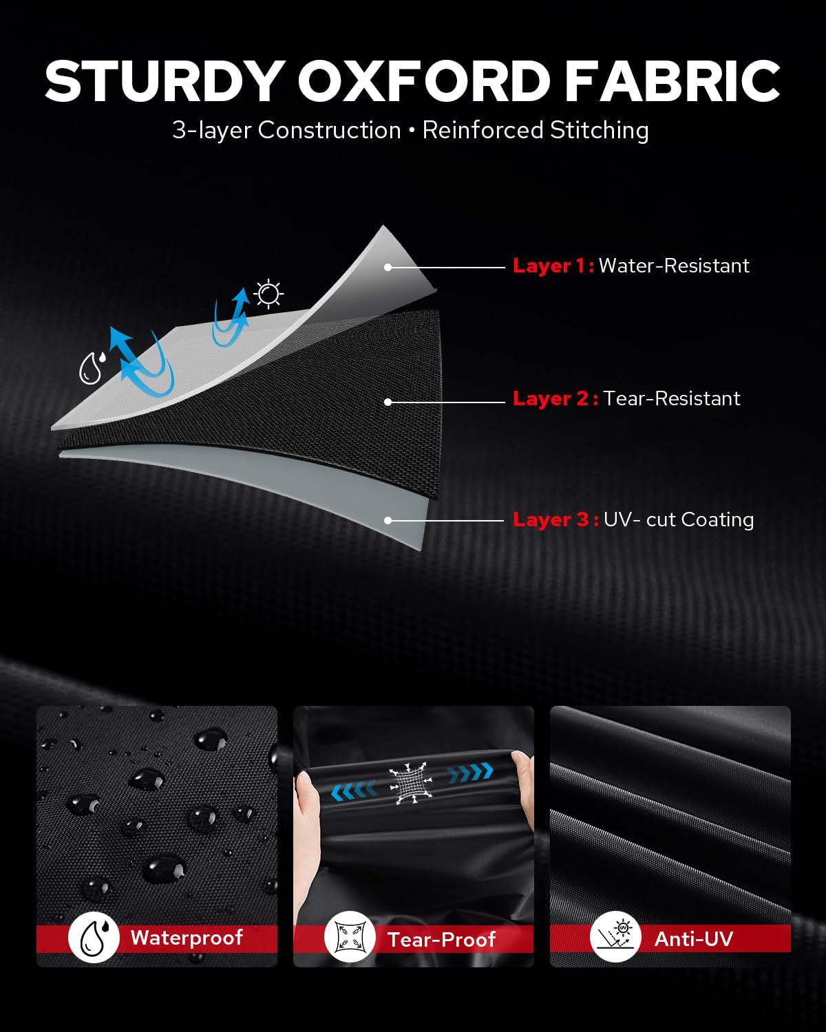 Benlari Motorcycle Cover Waterproof Outdoor, Heavy Duty Motorcycle Cover, Universal All Season Protection Night Reflective with Lock-Holes American Flag Fits up to 104" Motorcycles Vehicle Cover