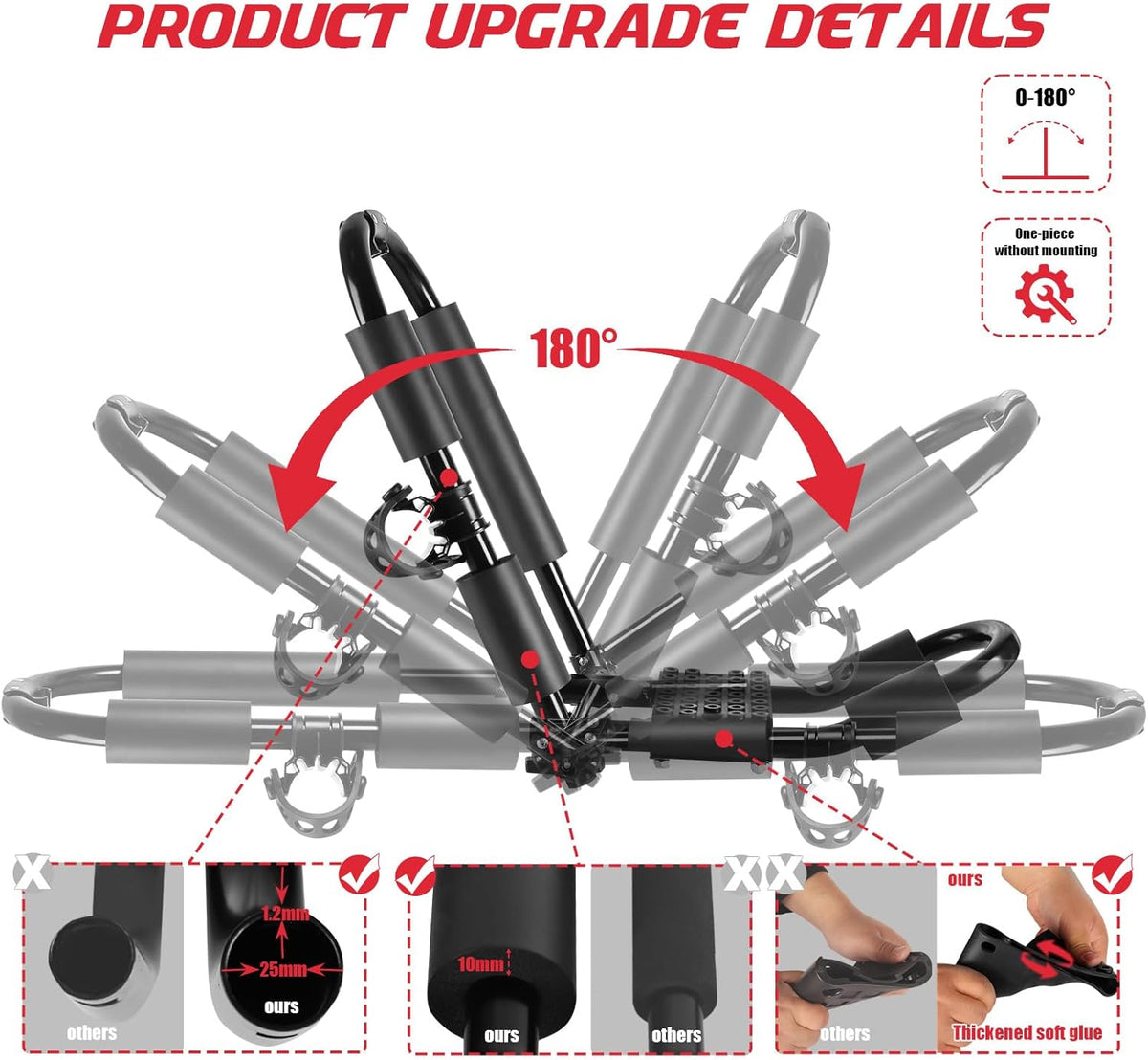 FORWODE Premium Kayak Roof Rack, 2 Pair J-Bar Roof Rack, Folding Adjustable Rack, Heavy Duty Kayak Roof Carrier 2 Kayak, Canoe, SUV, Surfboard on SUV, Car and Truck Crossbar (4 pcs)