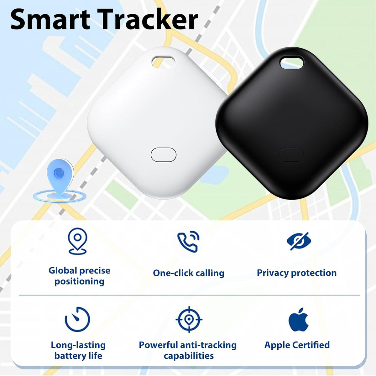 2 Pack GPS Vehicle Tracker, Hidden Vehicle Tracker, No Subscription and Monthly Fees and SIM Card Required, Tracker with Sound, Works with Find My, Suitable for Children, Pets, Vehicles (iOS only)