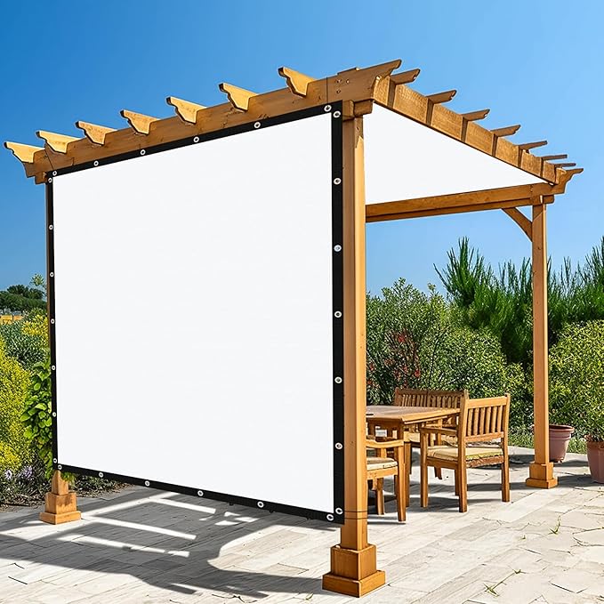 Amagenix 90% Pergola Shade Cover 6' X 24' Sun Shade Cloth with Grommets for Outdoor Garden Patio Porch, Commercial Grade 200 GSM - Cable Zip Ties Included (We Customized) GN108, White