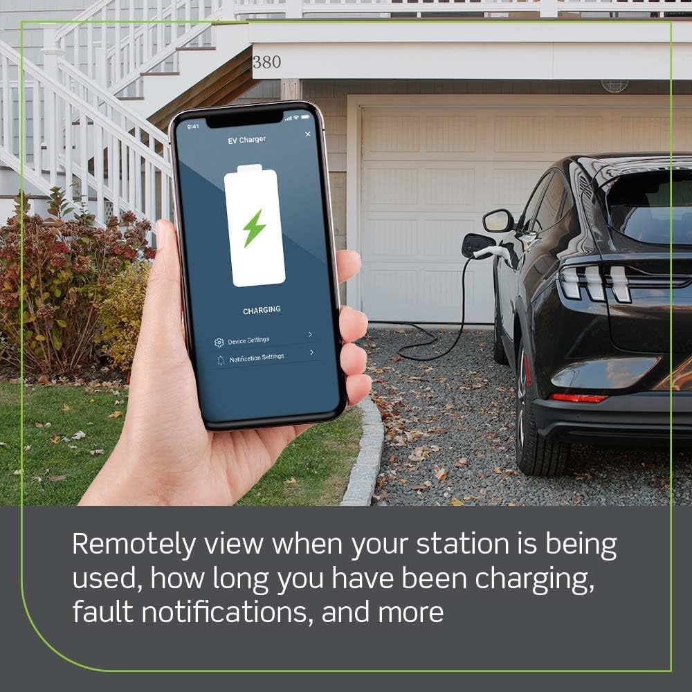 Leviton Level 2 Smart EV Charger with Wi-Fi, 32 Amp, 208/240 VAC, 7.6 kW Output, 18' Cable, Indoor/Outdoor Hardwired EV Charging Station, My Leviton Compatibility, EV32W EVSE