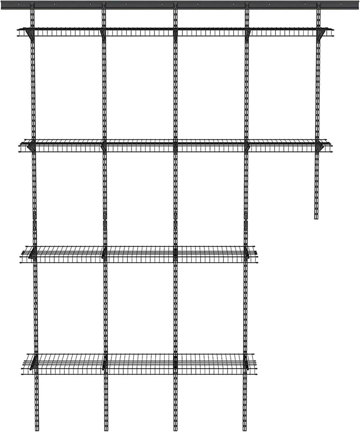 ClosetMaid MaxLoad Heavy Duty Wall Shelf Kit for Garage, 6 – 10 Ft., Adjustable ShelfTrack Wire Shelving, Black Finish