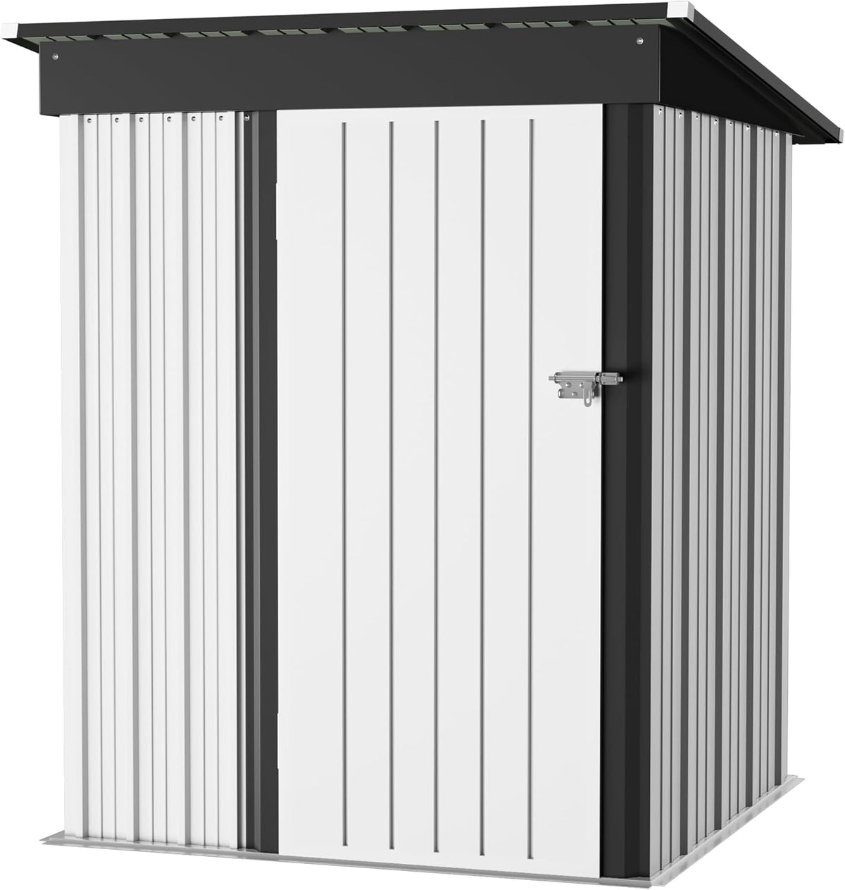 JUMMICO Metal Outdoor Storage Shed 5 x 3 FT Metal Shed with Lockable Door,Waterproof Garden Tool Shed Storage House for Backyard Patio Lawn,White