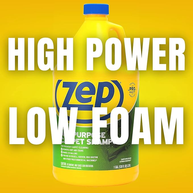 Zep All-Purpose Carpet Shampoo Concentrate Cleaner - 1 Gallon - ZUCEC128 - Professional Formula Removes Dirt and Stains