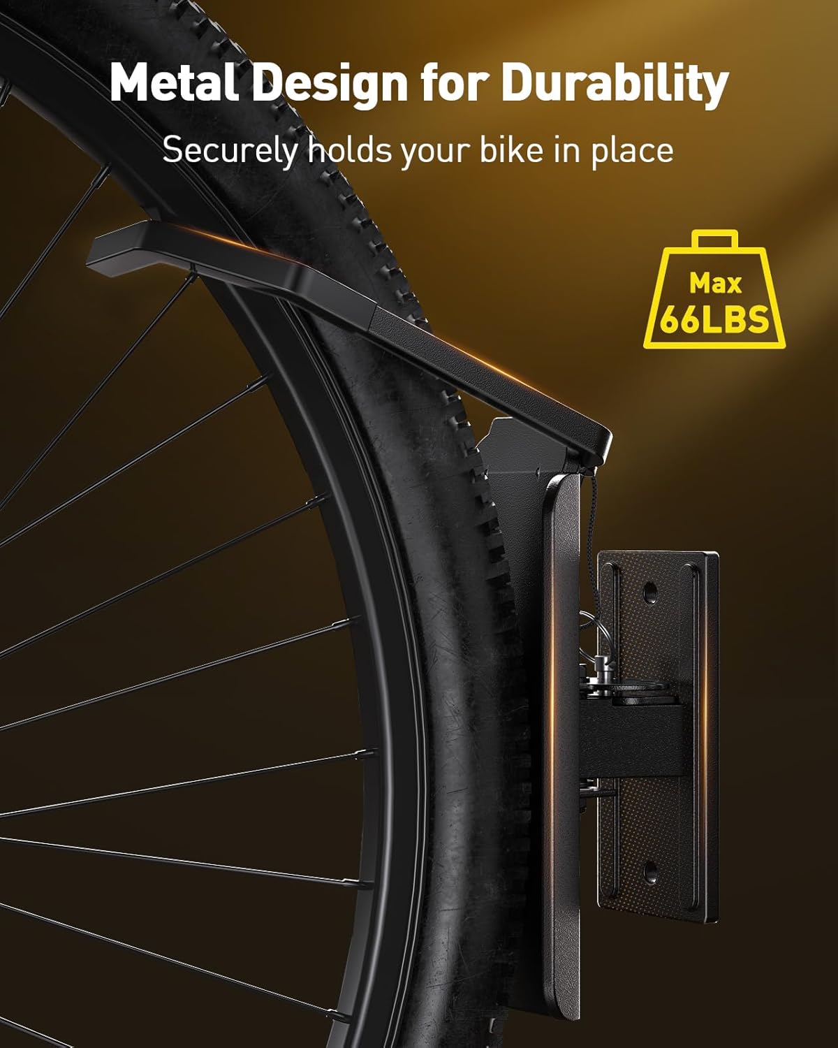 AM alphamount Swivel Bike Wall Mount, Metal Wall Bike Rack with Durable Sleeves, Space-Saving Vertical Bike Rack with 180° Swivel for Home and Garage, Bike Wall Mount Up to 66 lbs, 4-Pack