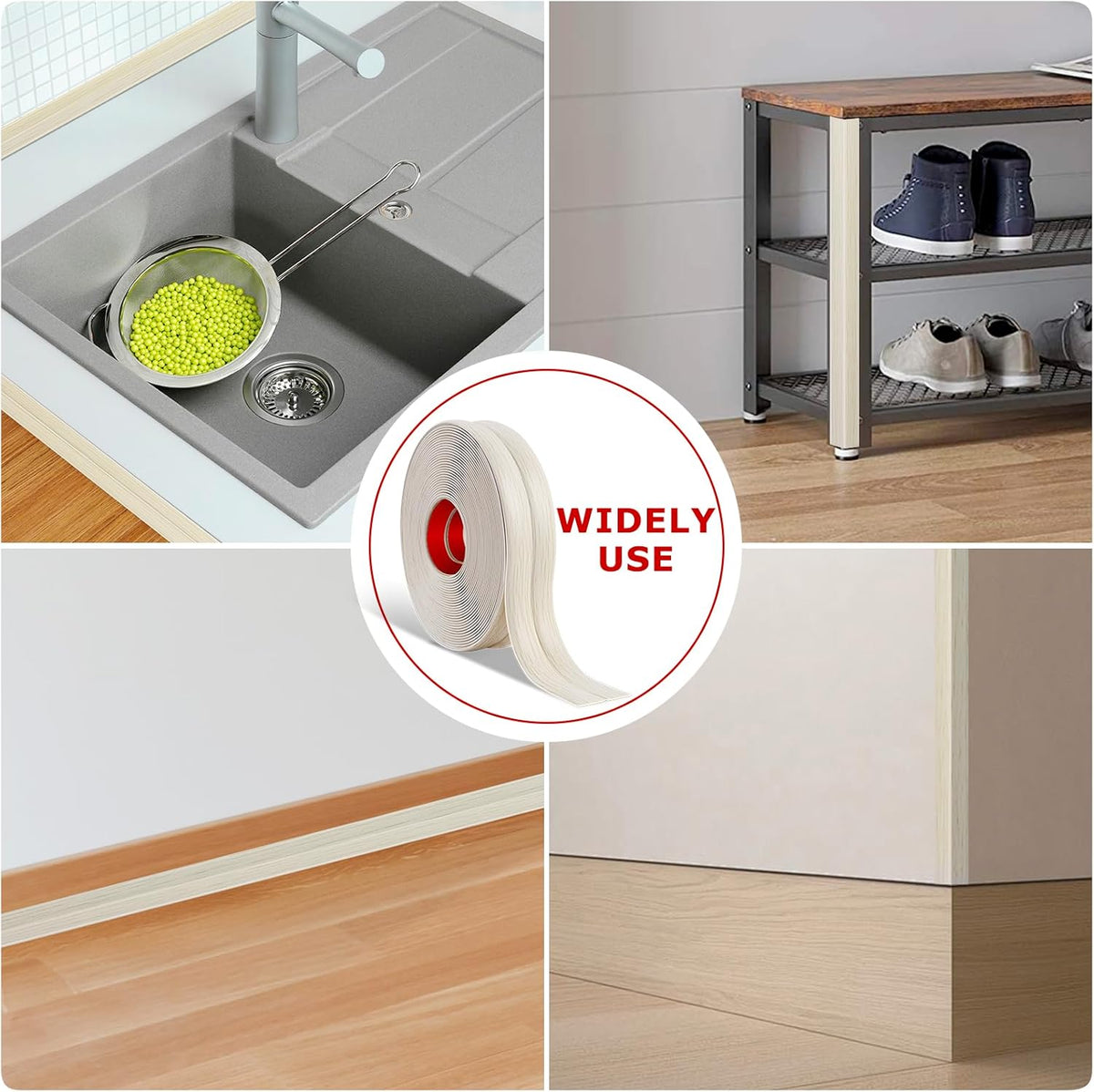 Flexible Wall Corner Protector Moulding Trim Peel and Stick Wall Corner Guards Edge Protector Self Adhesive Molding Trim Strip for Edge Ceiling (Beige Wood Grain, 1.6 in x 40 Ft)