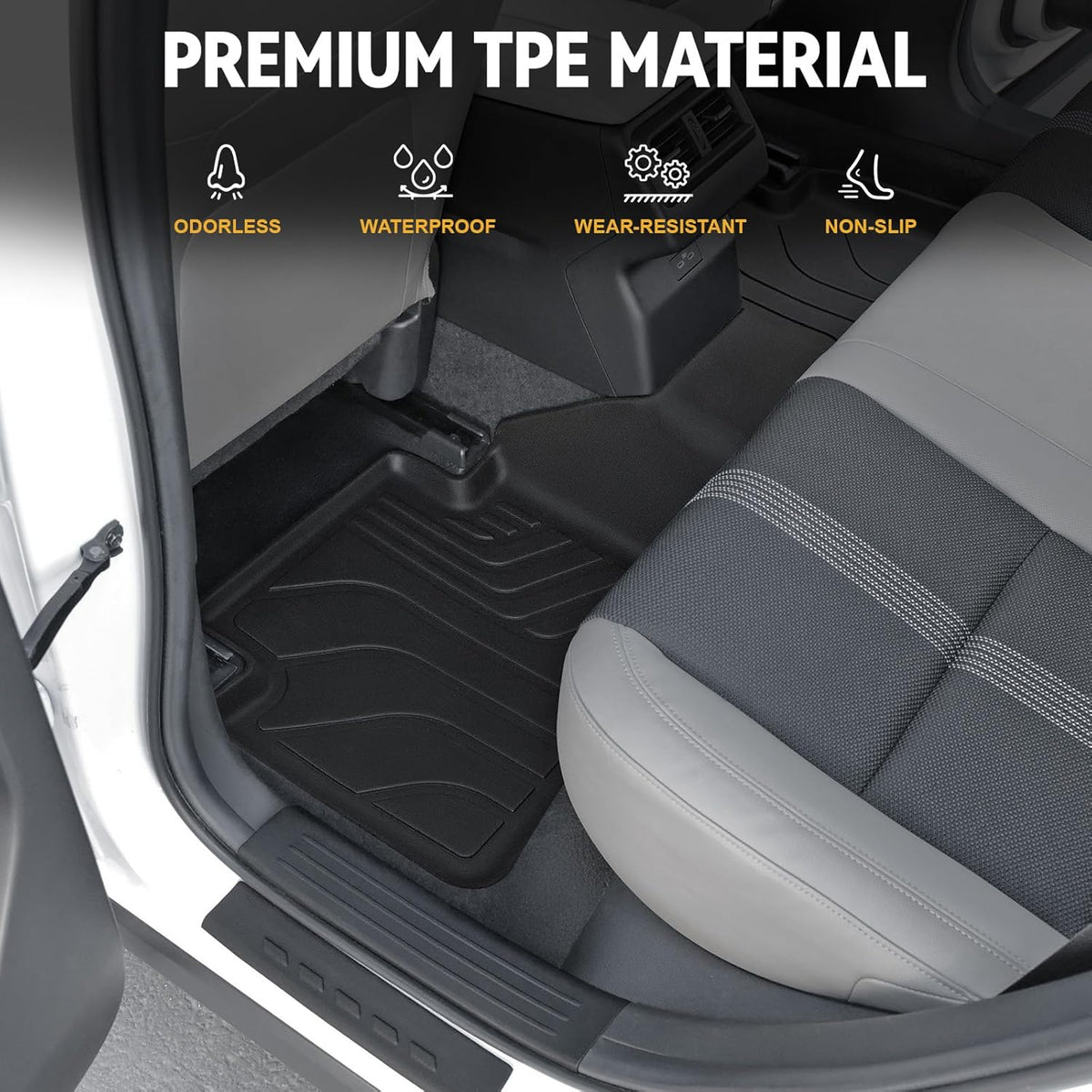Floor Mats Set for 2023 2024 2025 Mazda CX-50 Gas, Full Coverage All Weather Floor Mats Cargo Mat with Backrest Protectors & Door Sill Guards for CX50 Accessories(Not fit Hybrid)