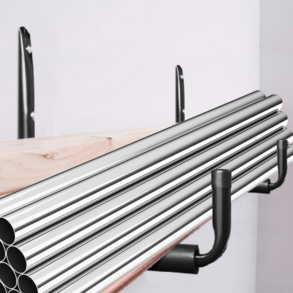 HOME MASTER HARDWARE Heavy Duty 9" Jumbo Arm Garage Wall Hooks 4 Pack – 50Lbs Ladder Hangers, Wall Mount Utility Storage for Bikes, Folding Chairs, Kayaks & Bulk Items