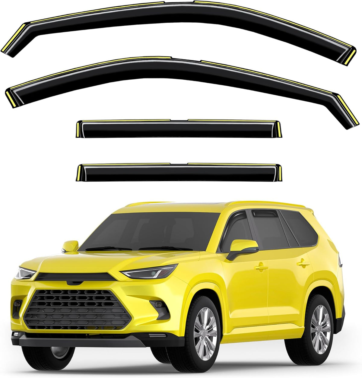 in-Channel Window Rain Guards Fit for Toyota Grand Highlander 2024 2025 Extra Durable Window Deflectors Vent Visors Shades Car Accessories Visors Rain Guards -4 pcs