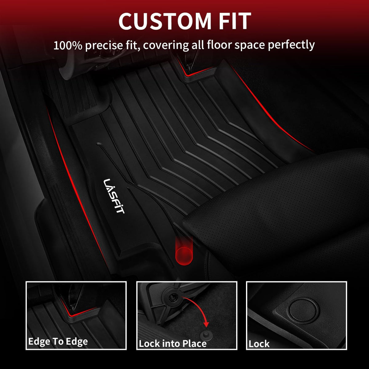 LASFIT Floor Mats for Mercedes Benz E Class 2017-2023 Fit Sedan & Wagon Only, E300 / E350 / E400 / E43 AMG / E450 / E53 AMG / E550 / E63 AMG S, All Weather TPE Floor Liners for E Class, 1st & 2nd Row