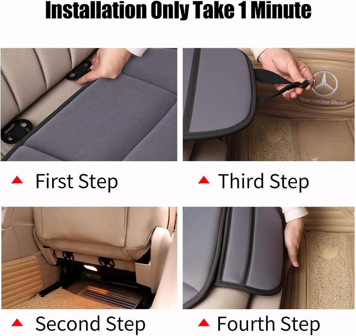 Premium Car Seat Cushion, Driver Cushion with Comfort Memory Foam & Non-Slip Rubber Bottom, Car Seat Pad Works with 95% of Vehicles and Office Chair or Home (Grey)