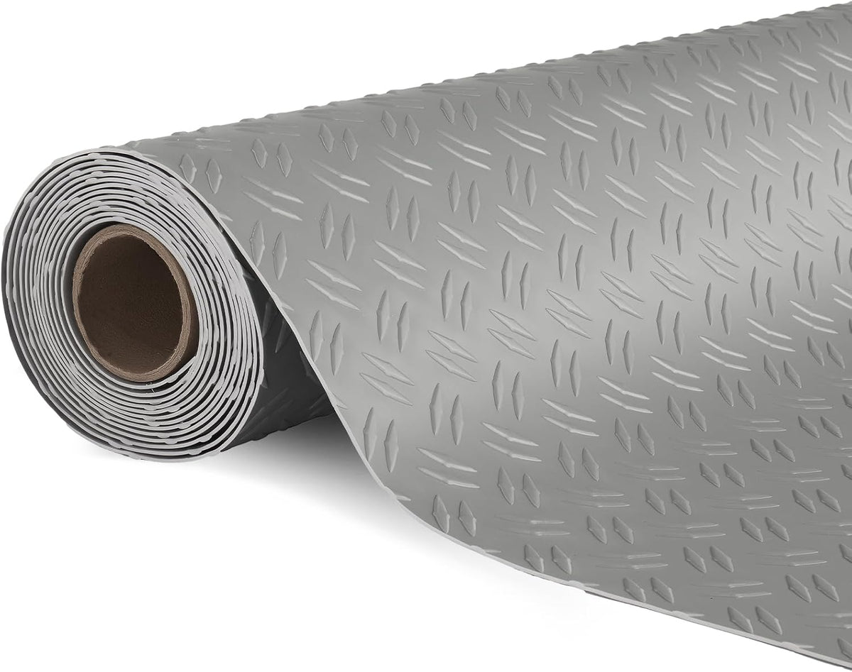 TUFFIOM 7.5 x 17 FT Garage Floor Mat, Thickened Diamond Plate PVC Garage Mats Flooring Roll for Under Car, Garage Car Parking Mats for Compact SUVs, Sports Car