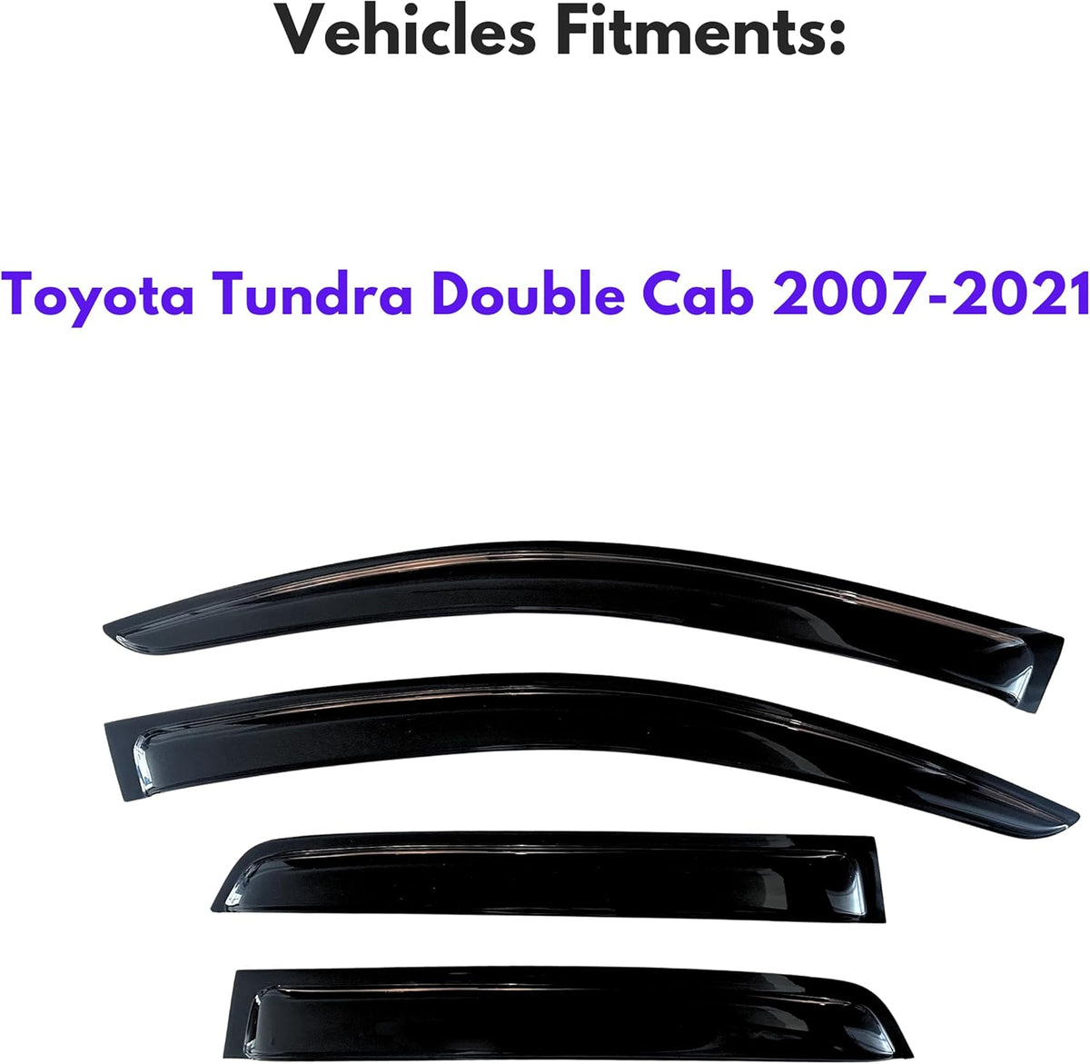 KPY Window Visor Compatible with Toyota Tundra Double Cab 2007-2021, Rain Guard Window Vent Deflectors Tape-On Style, 2008 2009 2010 2011 2012 2013 2014 2015 2016 2017 2018 2019 2020 (Double Cab Only)