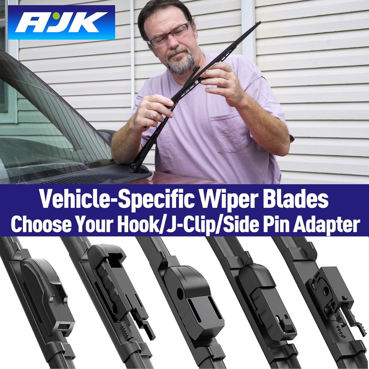 AJK Wiper Blades for INFINITI QX70 2014 2015 2016 2017, 2 Piece All Weather OEM Quality Automotive Replacement Windshield Wiper Blades for My Car