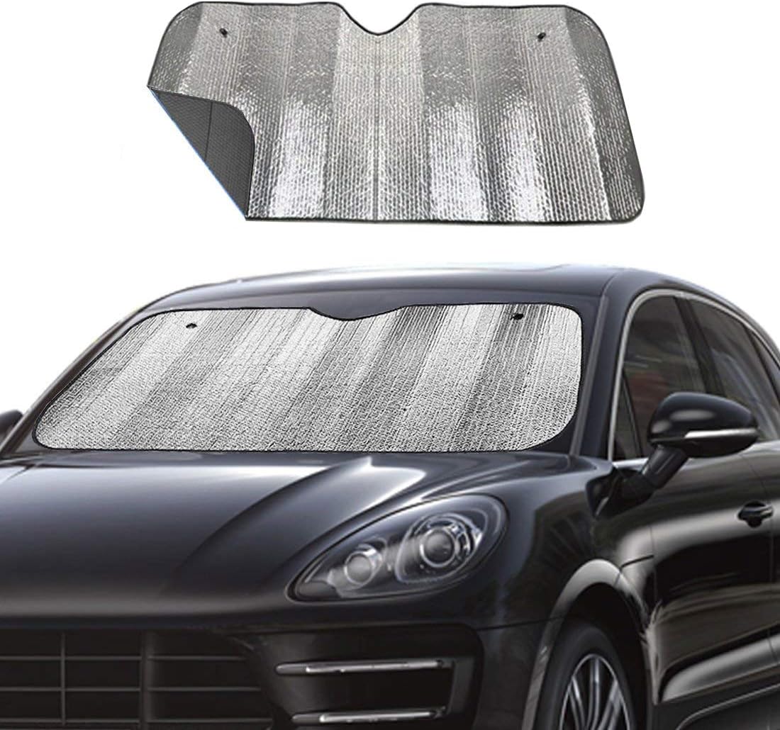 Big Ant Windshield Sun Shade UV Rays Sun Visor Shade,Auto Front Windshield Sunshade Car Folded Sun Shield Shade,Keeps Vehicle Cool - Black (55" x 27.5")
