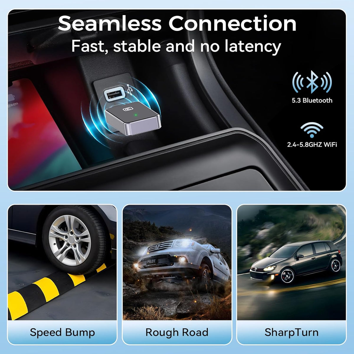 Wireless CarPlay Adapter for iPhone, for Apple CarPlay Wireless Adapter Android Auto 2 in 1, Plug and Play, Convert Wired Carplay to Mini Wire Less Car Play for iPhone iOS 10+ Android 11+