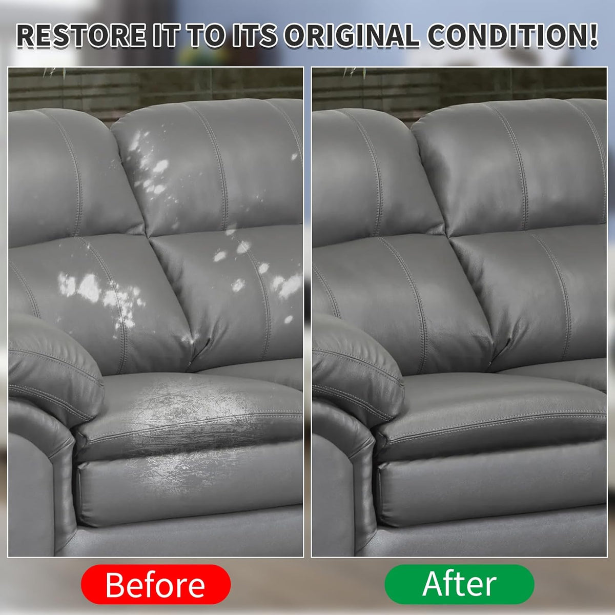 Dark Gray Leather Recoloring Balm,Leather Couch Scratch/Stain Remover,Leather Repair kit for Vinyl Furniture and Car Interior,Leather Dye Paint for Scratched and Faded Leather Couches