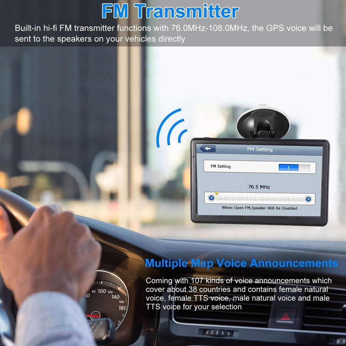 GPS Navigation for Car,Latest 2025 Map, 7 inch Touch Screen Real Voice Spoken Turn-by-Turn Direction Reminding Navigation System for Cars, GPS Satellite Navigator with Free Lifetime Map Update