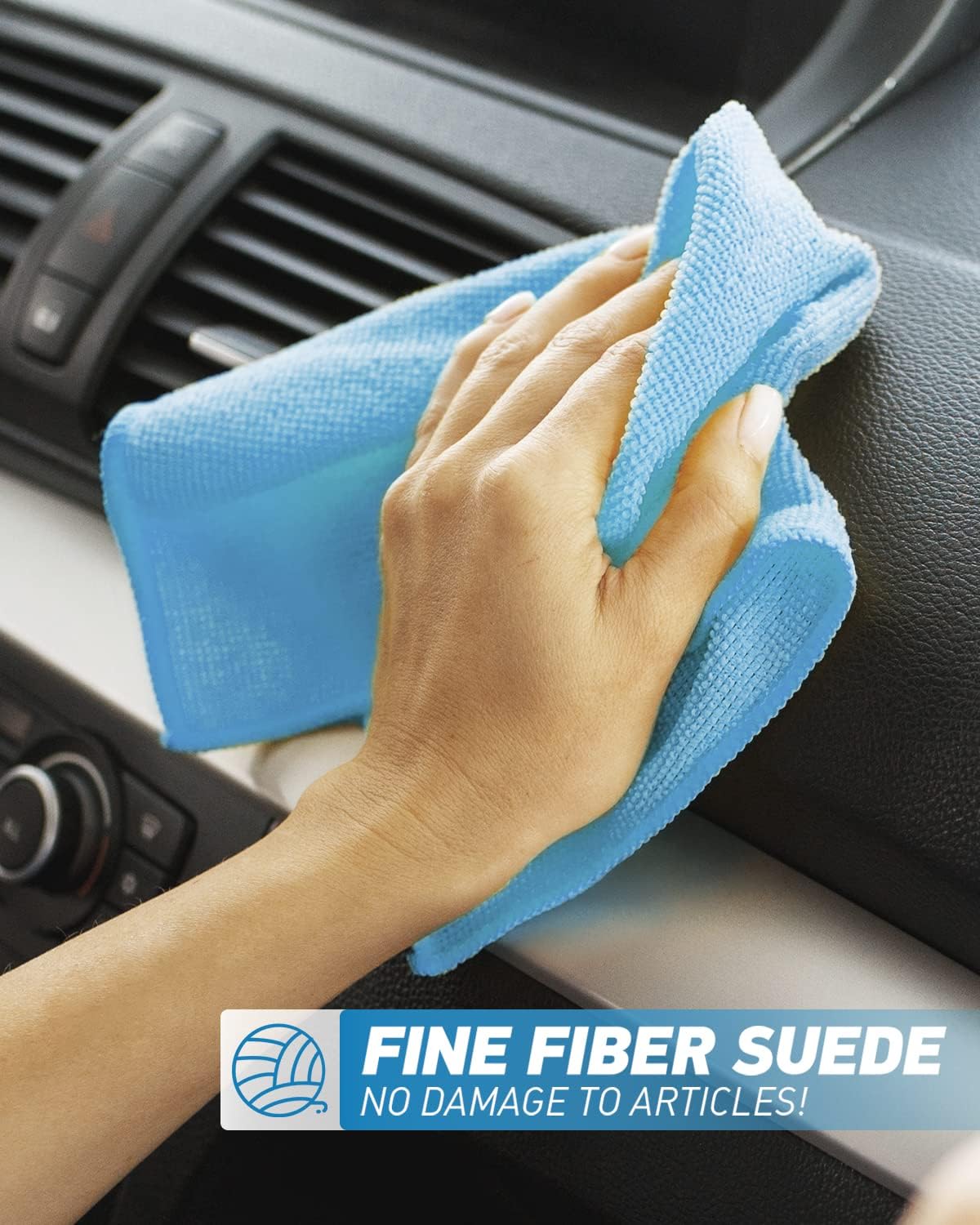Microfiber Cleaning Cloth-24Pcs (13x13 inch) Ultra Soft Highly Absorbent Rags for Housekeeping-Machine Wash (Blue)