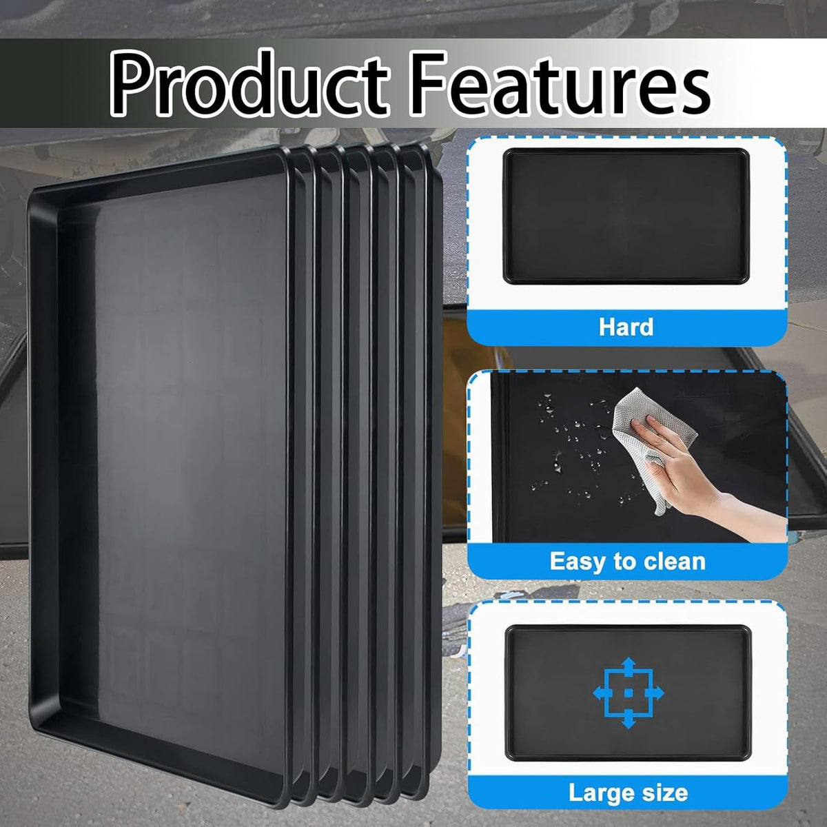 3Pcs Auto Oil Drip Pan Extra Large Oil Drip Pan for Under Car to Keep Garage Floor Show Room Driveway Safe and Clean(35.4 x 24 x 1.6 inch) (3PCS)