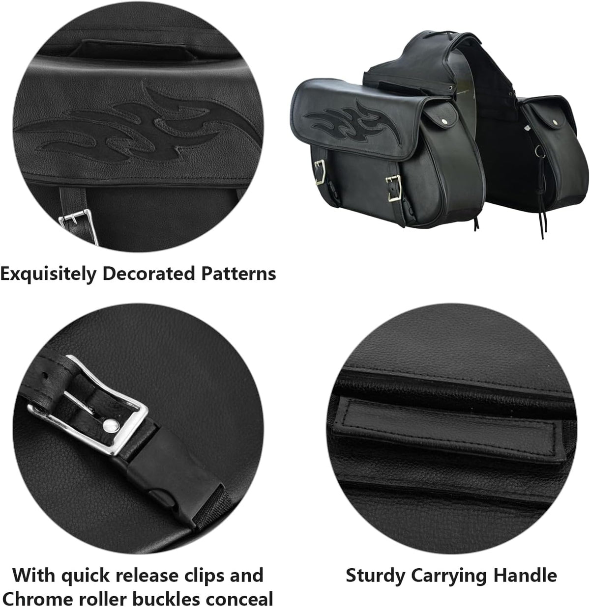 GARGOYLE BELLS Motorcycle Saddle Bags Leather Motorcycle Luggage Bag with Gun Holsters For Softails Sportsters and Choppers Waterproof Luggage Bags For Motorcycle