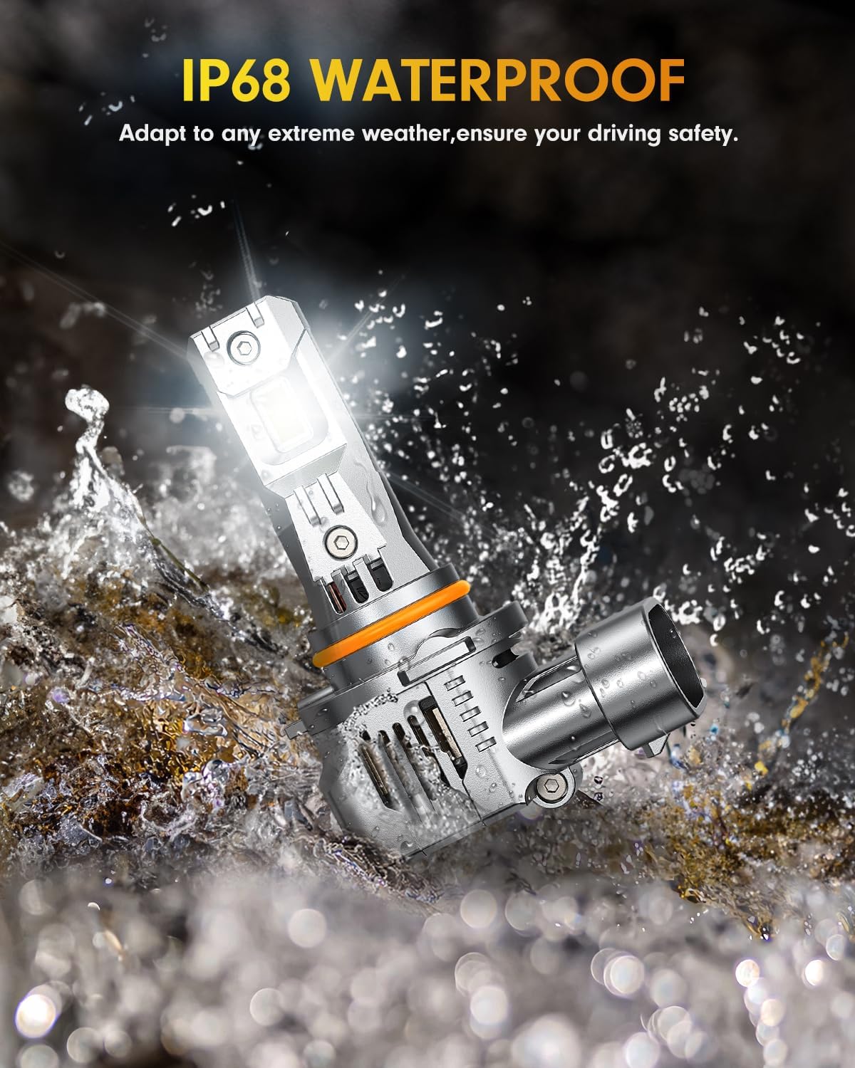FAHREN 9005 9006 LED Bulbs Combo, 90,000LM 10X Ultra-Bright HB3 HB4 Bulbs,6500K Cool-White, 99% CANBUS Compatibility, Plug and Play, IP68 Waterproof fog bulbs, Pack of 4