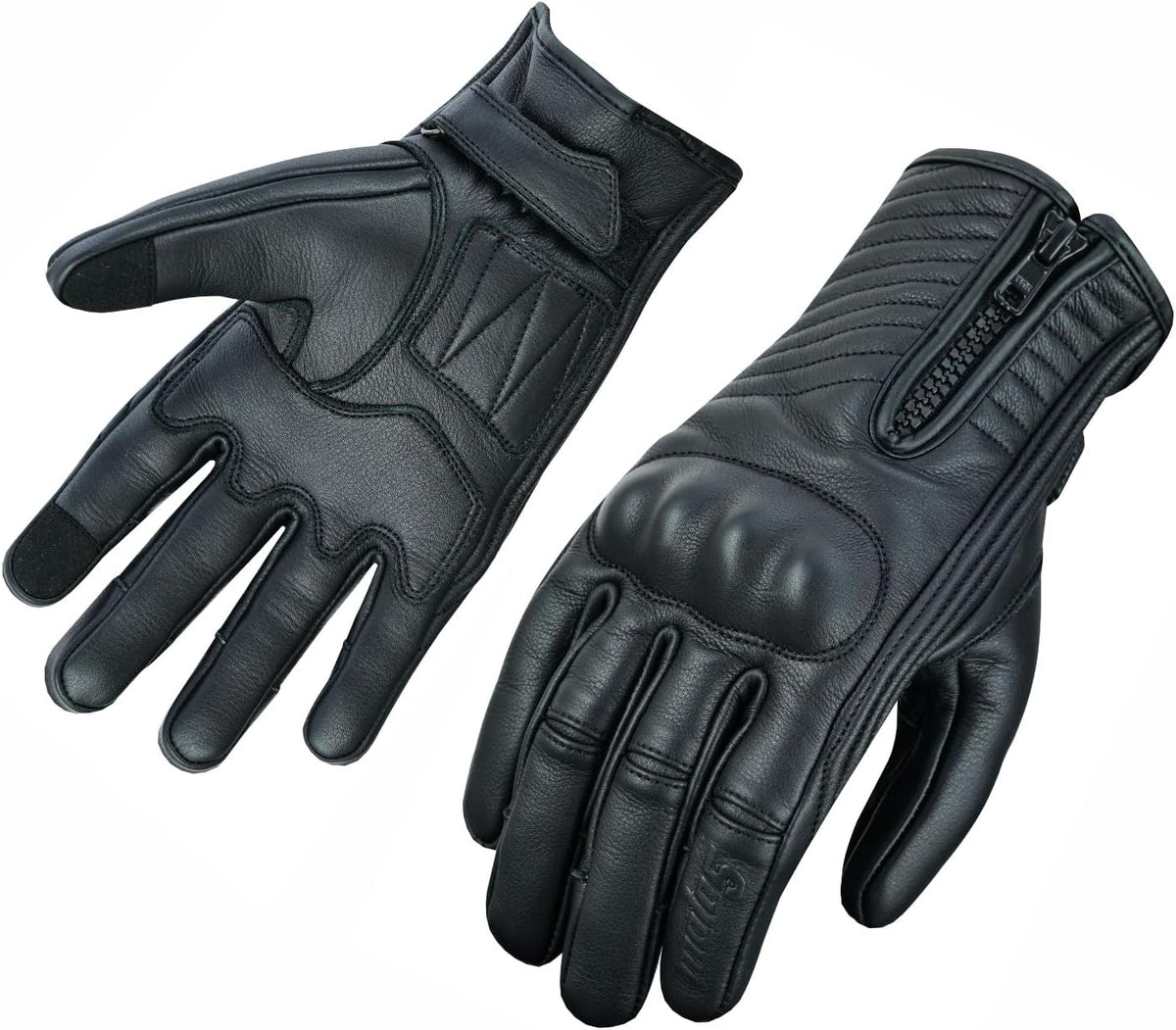 Full Finger Leather Motorcycle Gloves for Men & Women Touch Screen Gloves Premium Street Motorcycle Durable Protective Cruiser Biker Gel Leather Motorbike Gloves