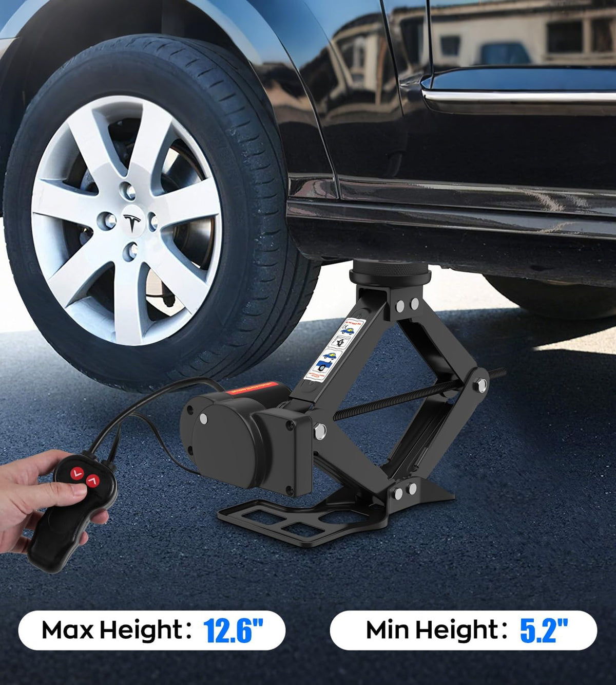 Electric Car Jack for Tesla Model Y Model 3/S/X, Portable 2 Ton 12V Electric Jack for Tesla Vehicles with Lug Wrench