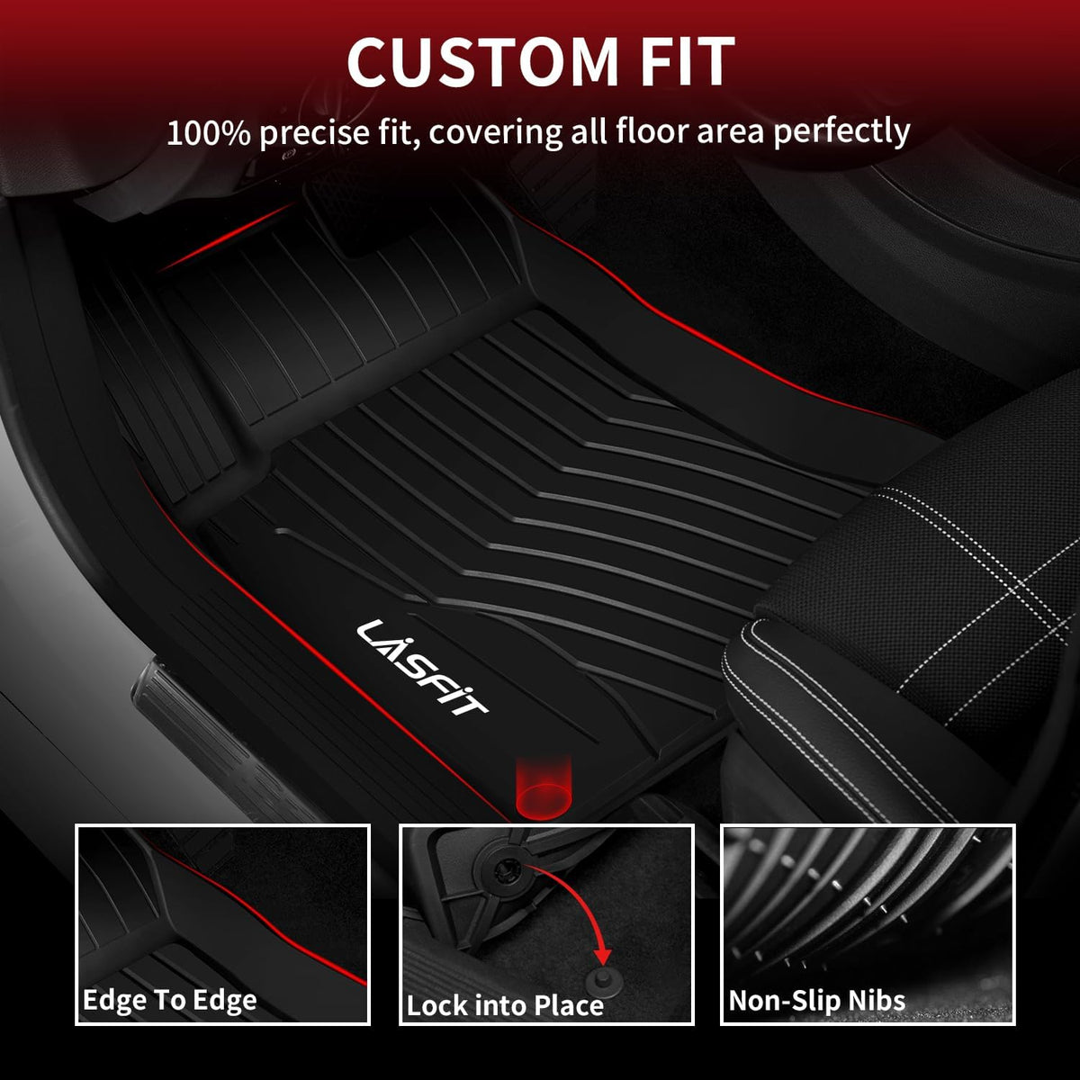 LASFIT Floor Mats for Mercedes Benz CLA 2014-2019 & GLA 2015-2020 250/45 AMG, All Weather TPE Custom Fit Car Mats for Mercedes CLA & GLA Floor Liners, 1st & 2nd Row Set, Black