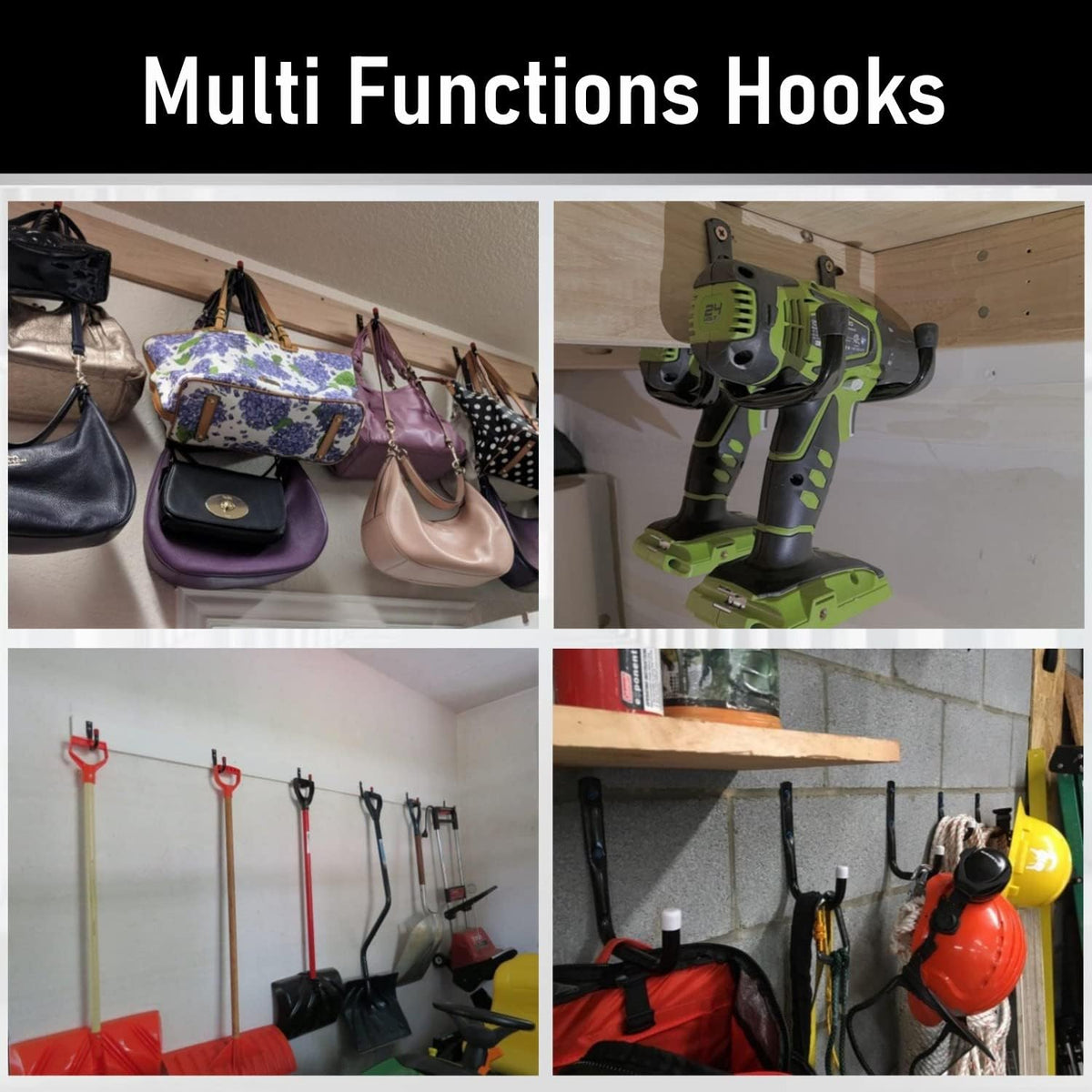 12 Pack Garage Hooks, 3.5Inch Utility Hooks, Heavy Duty Garage Storage Wall Hooks