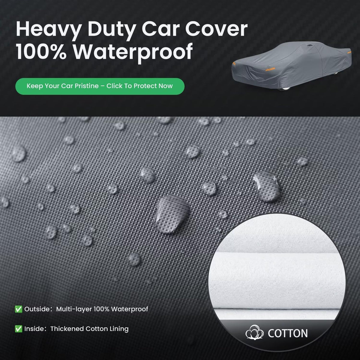Waterproof Mercury Marquis(1967-2007) Car Cover with Breathable Vents, [2025 Upgrade] Premium Covers with Cotton Liner and Zipper Door, Sun Rain Snow Dust Uv Protection.(Gift with Towel)