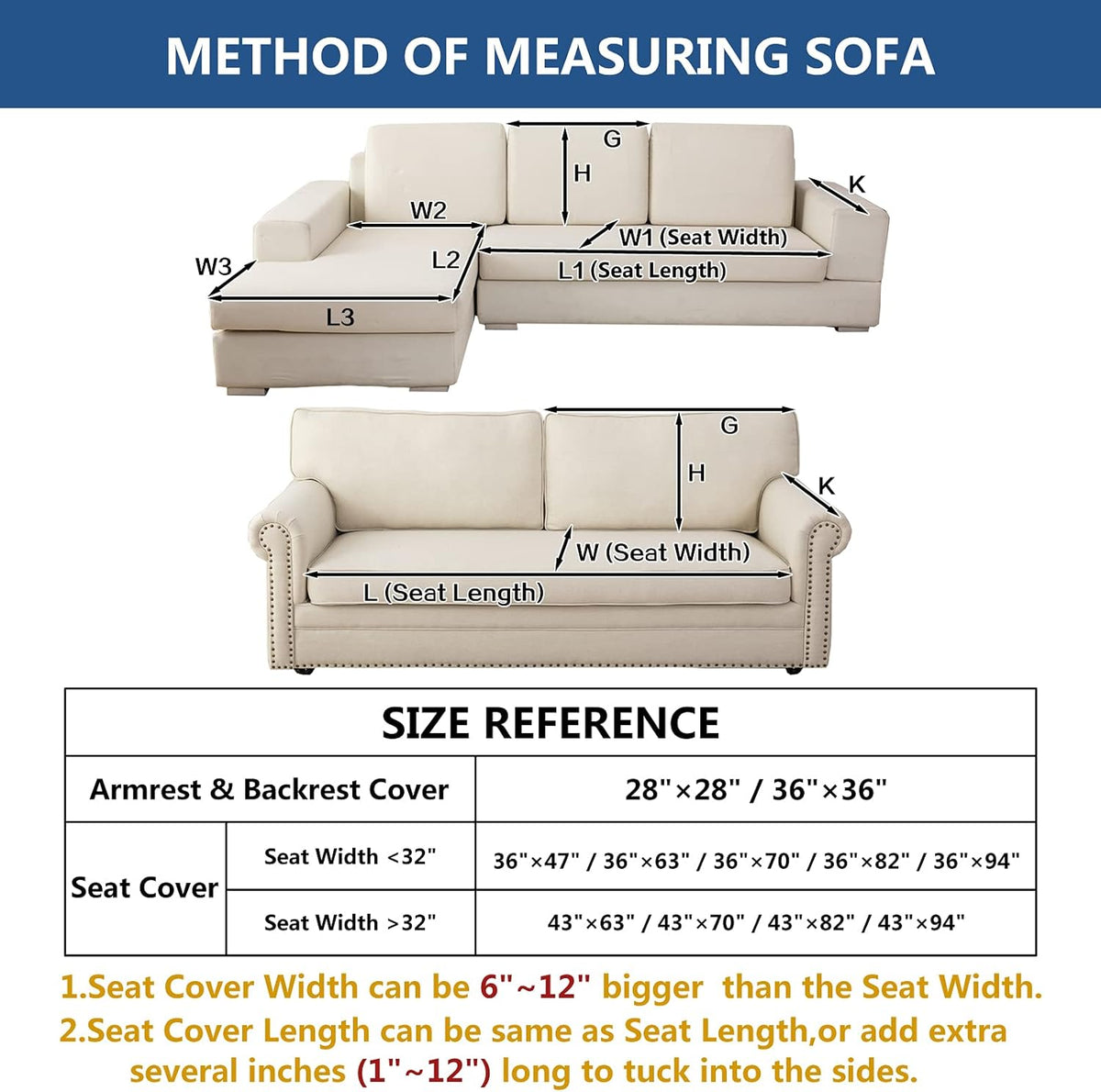 Eismodra Couch Cover,Sectional Couch Covers,Sofa Covers for 3 Cushion Couch,Anti-Slip Sofa Slipcovers for Dogs Cats Kids Loveseat Recliner L Shaped Armrest Backrest,Blue 36''x82''(Only 1 Piece)