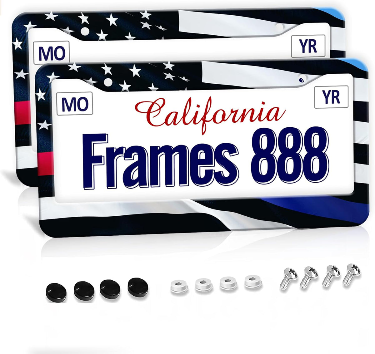 American Flag License Plate Frame American Flag License Plate Holder American Flag Eagle License Plate Frame Covers US Car Tag Frame Stainless Aluminum 2 Pack 2 Holes Decorative 2 Pcs Set for Men