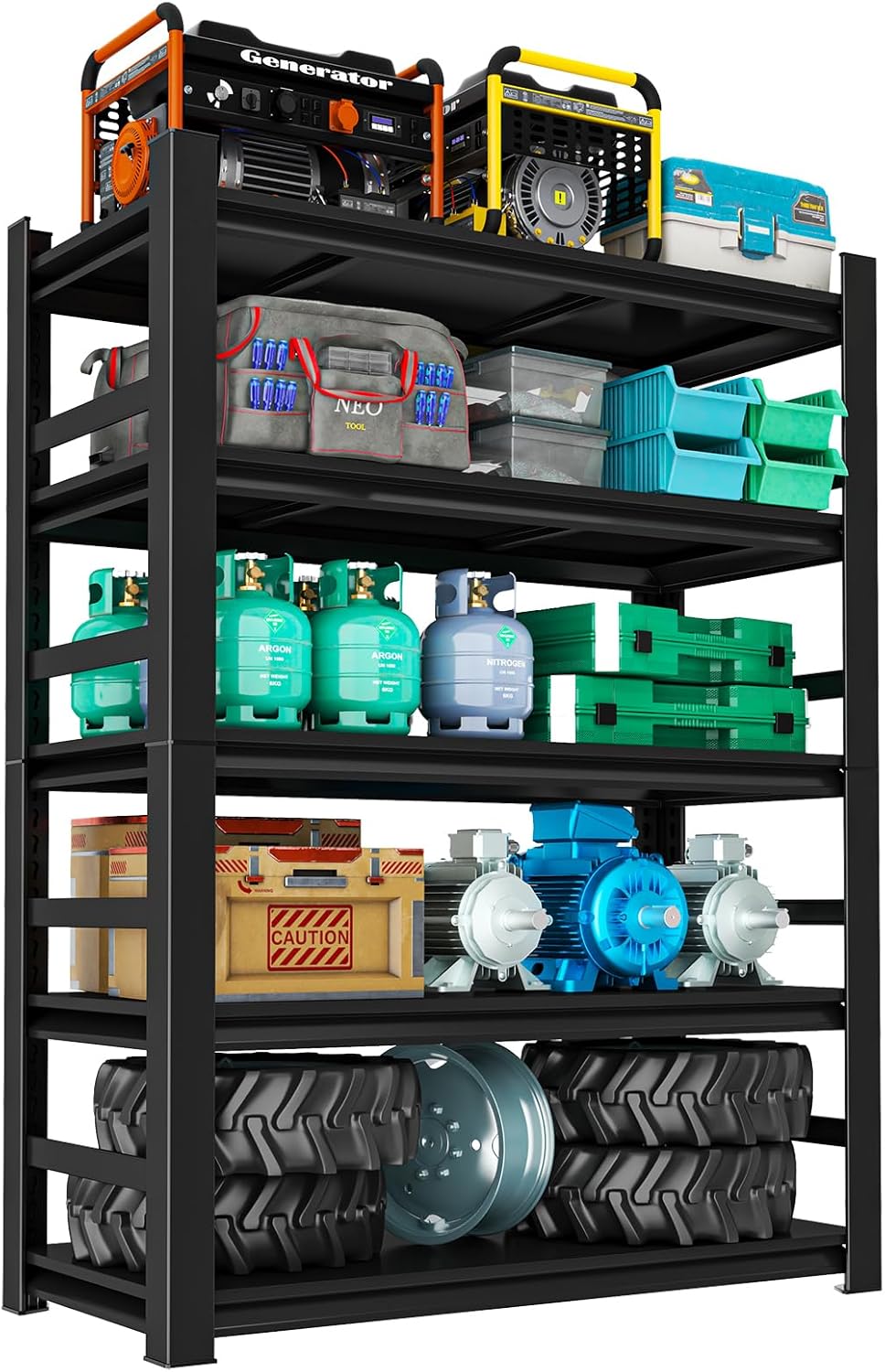 72" H Garage Shelving Unit 3500 LBS Heavy Duty Storage Shelves, Adjustable 5 Tier Metal Shelving Uni for Storage, Utility Shelves for Garage,Workshop, Basement, Home Office 72" Hx35.4 Wx15.7 D