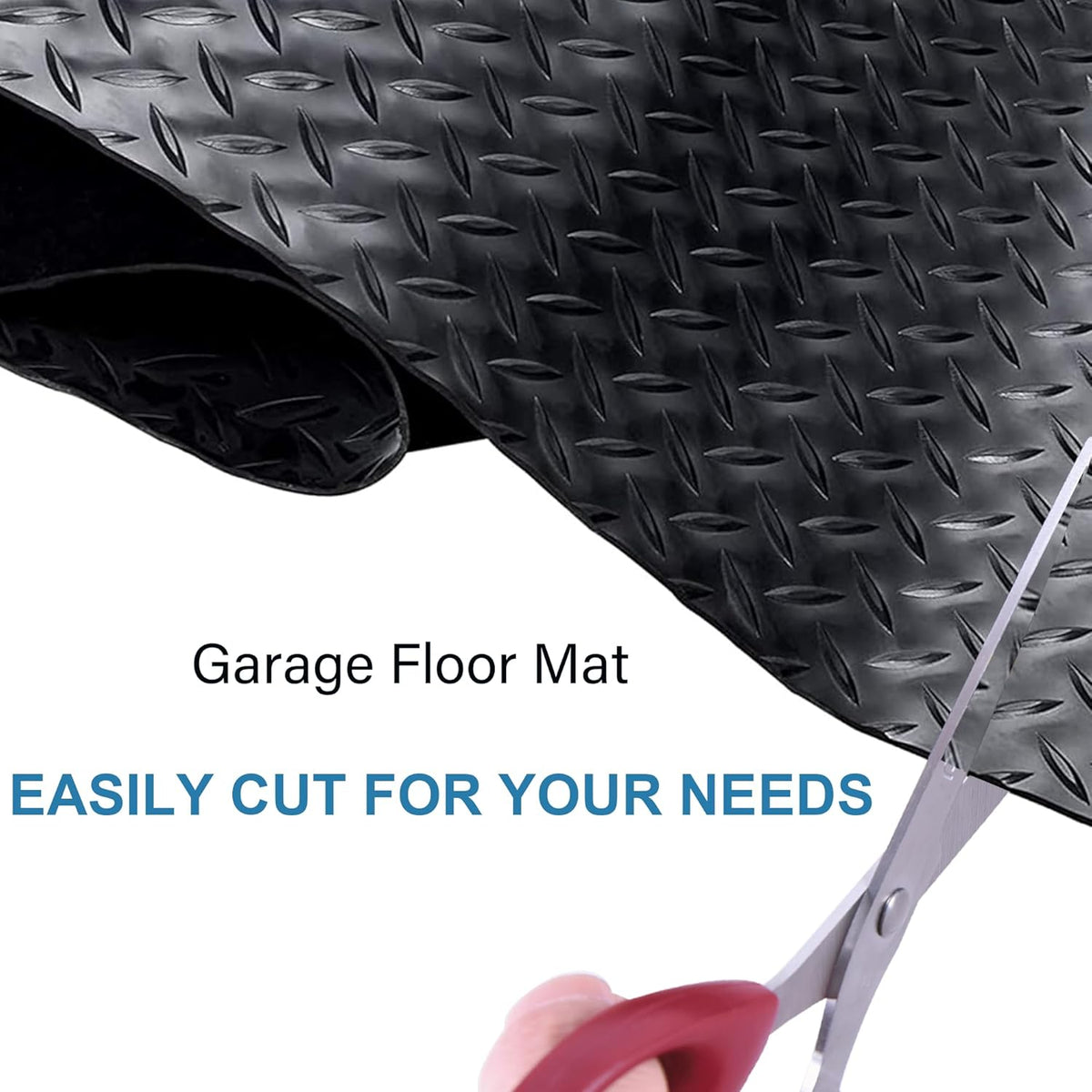 OrangeStar 4 x 6 Ft Garage Floor Mat, Diamond Plate PVC Garage Flooring Roll for Under Car, Heavy Duty Parking Mats, Black