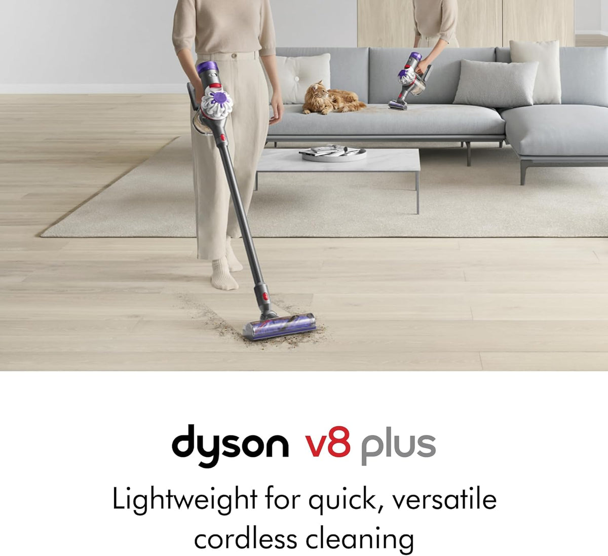 Dyson V8 Plus Cordless Vacuum, Silver/Nickel