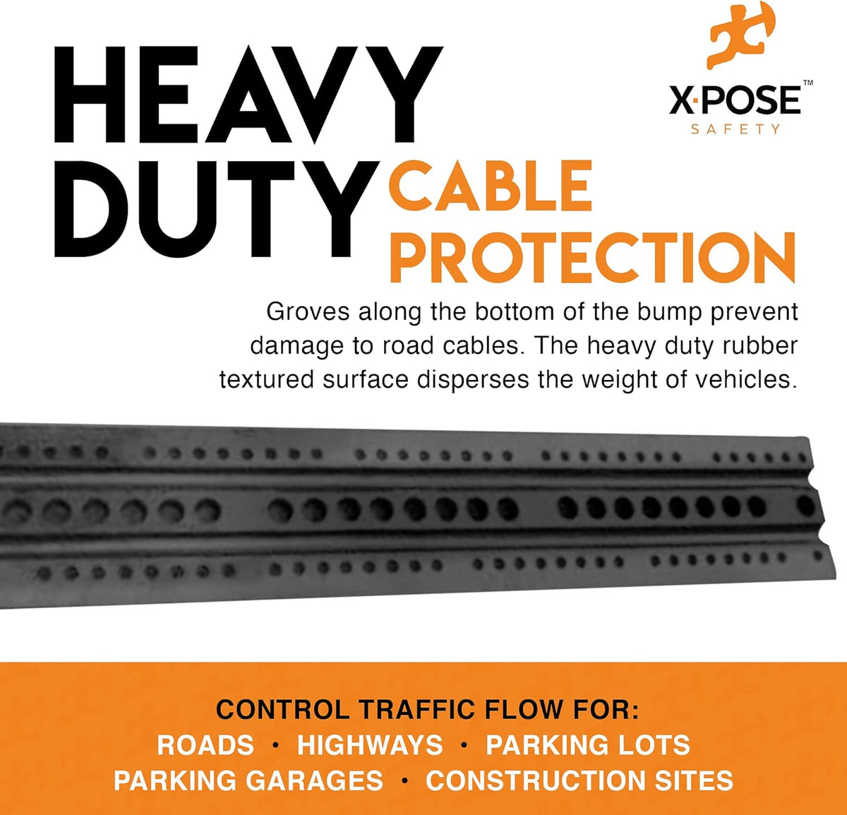 Speed Bump Strip - 6 Ft Rubber Speed Humps with Modular Interlocking Design - Stop and Slow Cars - for Outdoor, Road, Ramp Ends, Driveway Curb Ramps by Xpose Safety