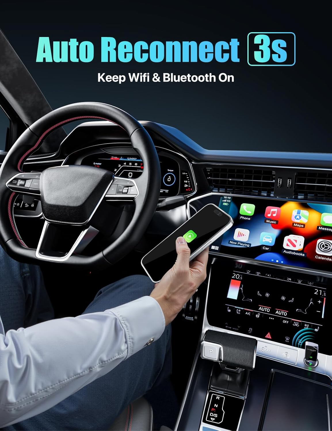 ZIUMIER Wireless CarPlay Adapter, Convert OEM Wired to Wireless CarPlay Dongle, Mini Edition, Plug and Play, No Latency, Compatible with Apple iPhone iOS 10+ & Cars from 2016+