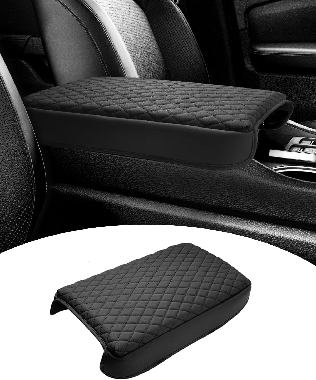 Shademax Custom for Honda Pilot Center Console Cover,Armrest Cover for Honda Pilot/Ridgeline/Passport Accessories 2023-2025 2026 Arm Rest Cushion Pad Console Lid Cover PU Leather Black