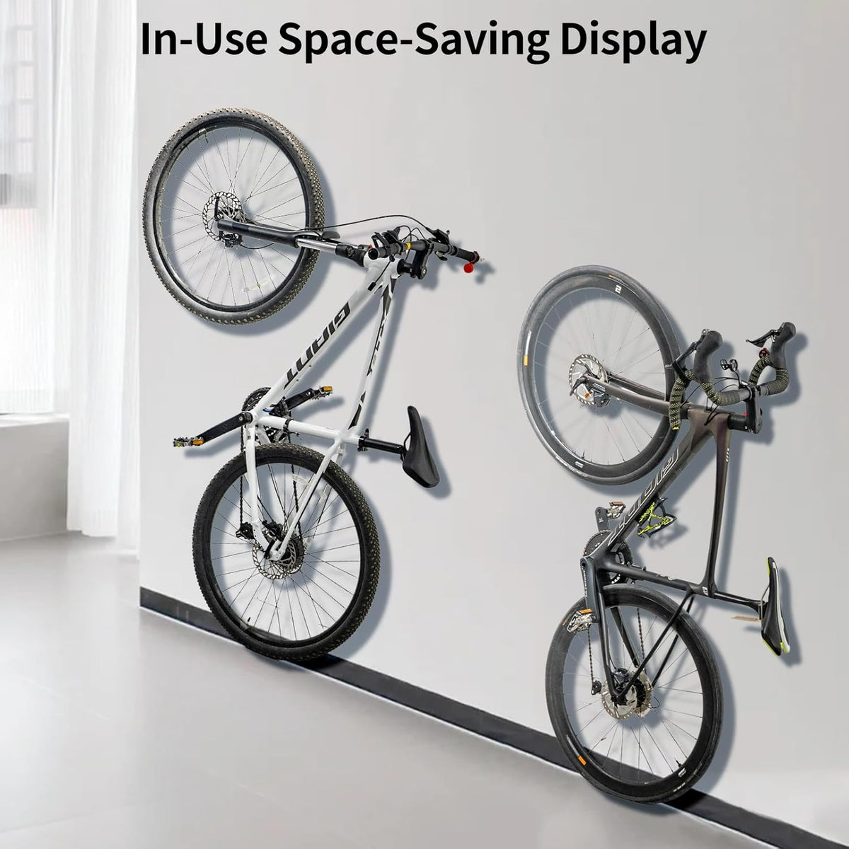 Mountain Bike Handlebar Wall Mount, Space-Saving & Easy Installation, Sturdy Garage Bike Storage Holds Up to 66lbs