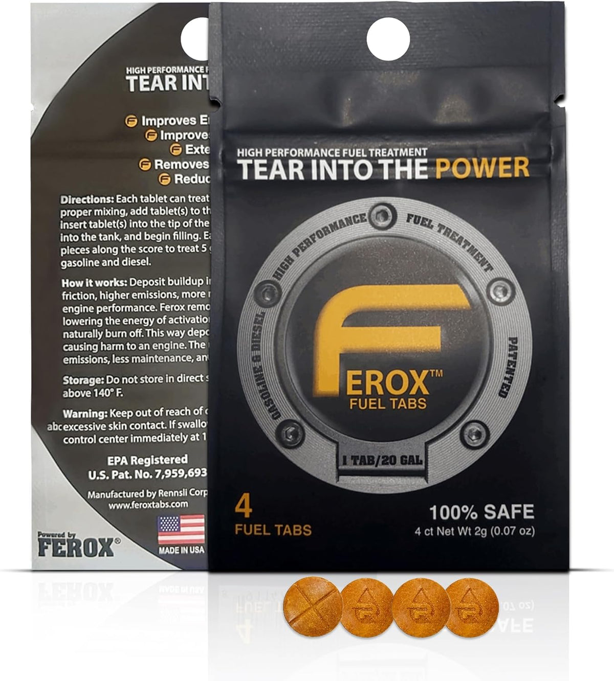 Ferox – Performance Fuel Catalyst | Not an Additive, It’s an Advantage | Built for The Road, Trail, and Beyond | All Fuels, All Engines | 1 Tab = 20 GAL