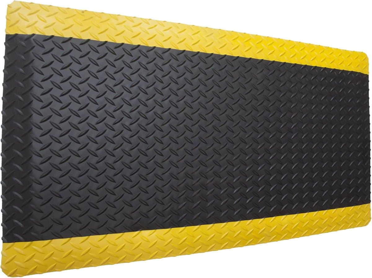 Rhino Mats, American Classic Diamond Anti-Fatigue Mats, Industrial Ergonomic Comfort Standing Mat for Work, Home, Garage, Office, Kitchen or Anywhere (Black/Yellow 9/16" Thick, 3 FT. x 25 FT.)